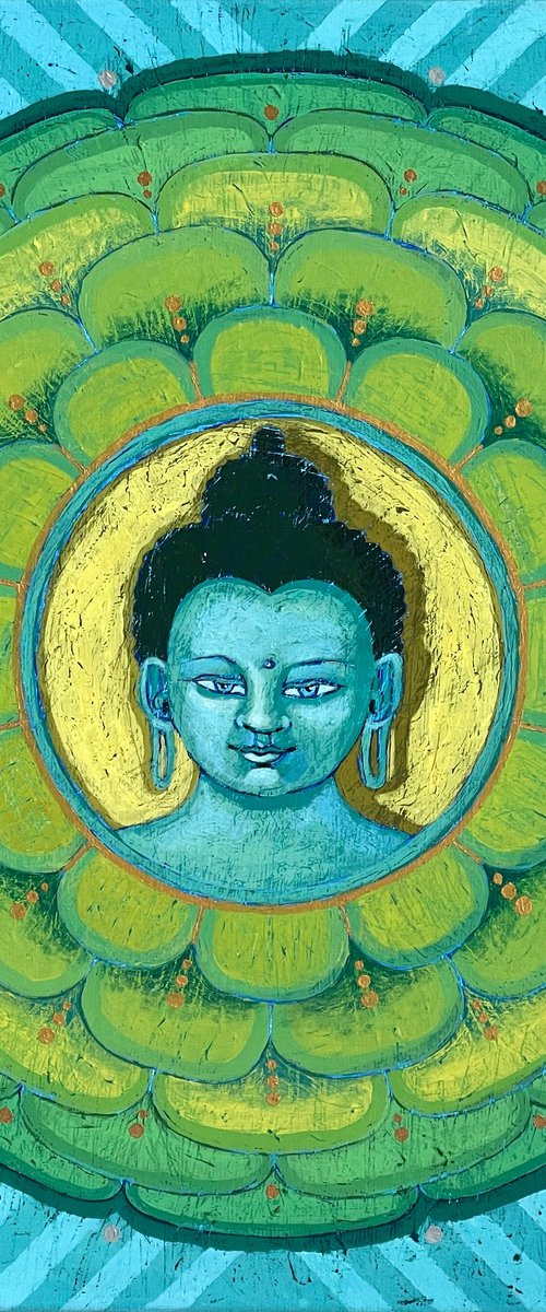 Green Buddha Mandala by Diana Titova