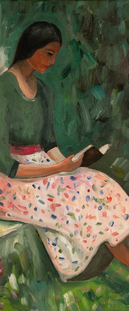 Reading in the Garden by Irina Anis