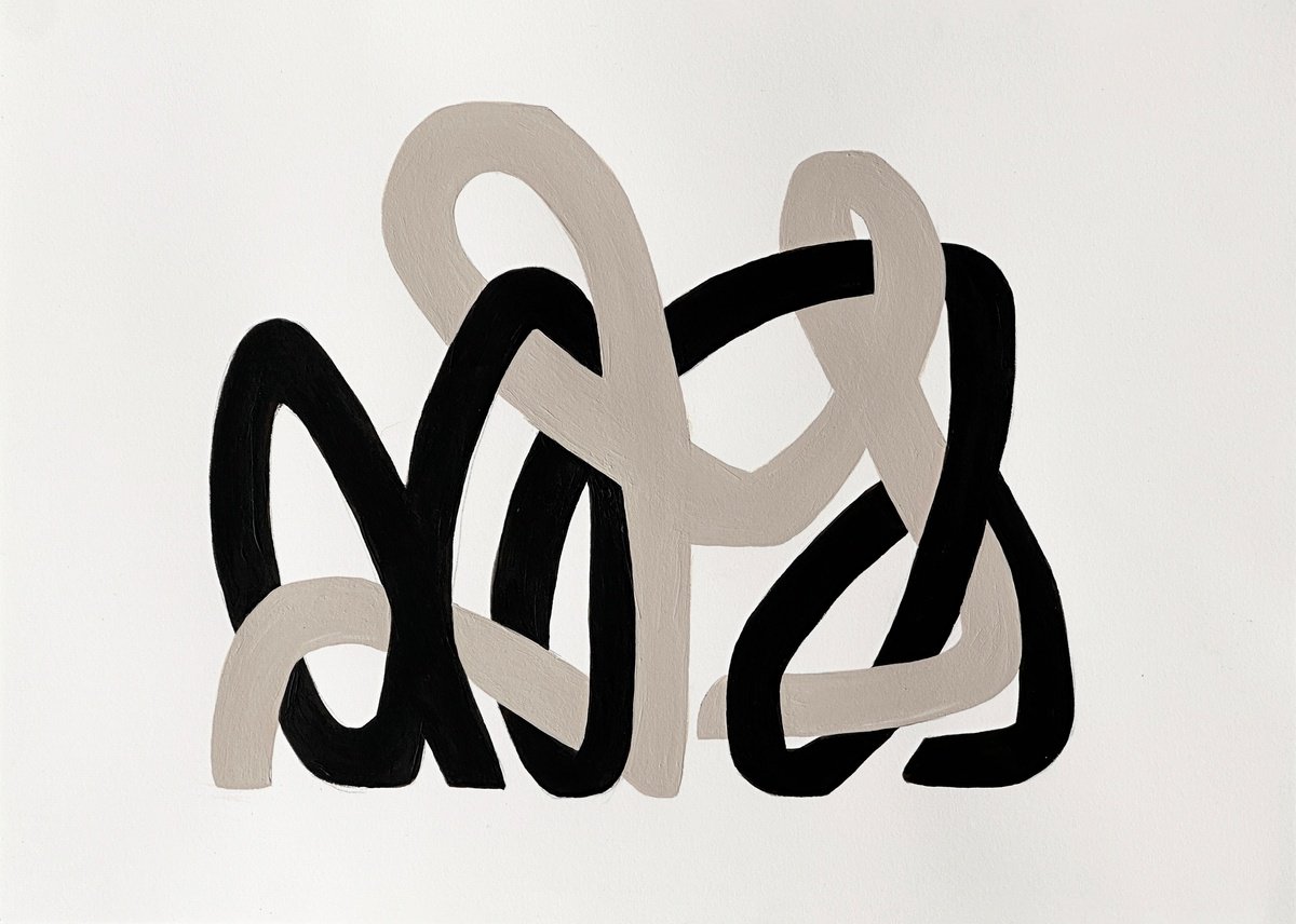 Organic Abstract Acrylic Painting By Amanda Andersen, 14 X 10, Symbiotic String Ii, Original Artwork