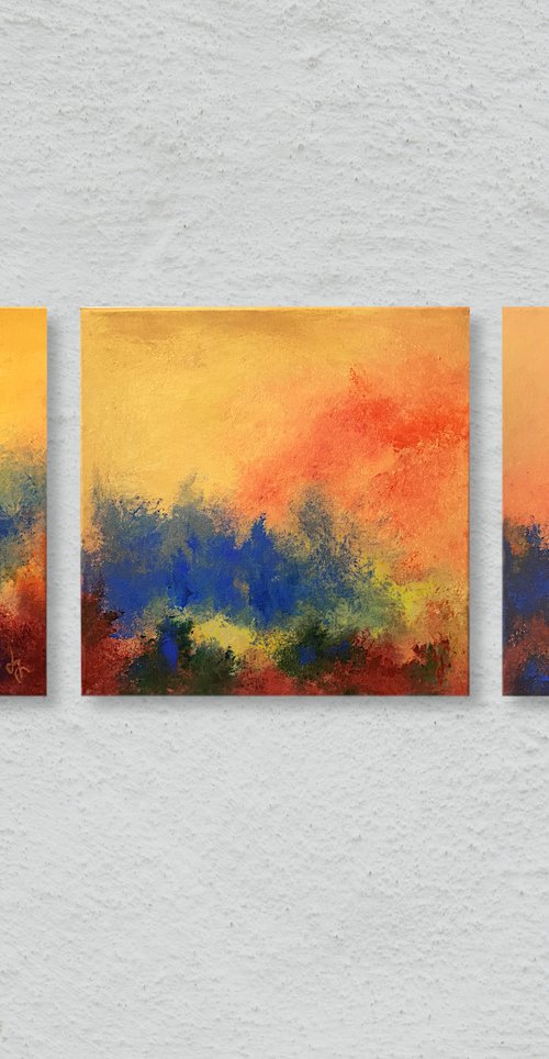 Movement I - III (Triptych) - set of original abstract paintings by Jon Joseph