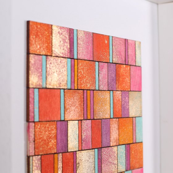 Orange, Pink & Gold Grid Miniature