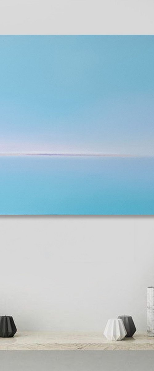 Tender Deep Vibes / Blue seascape oil painting by Larissa Uvarova