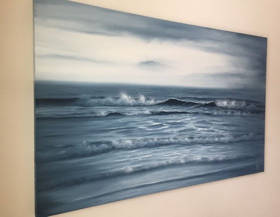 Looking into Eternity, large monochromatic ocean painting