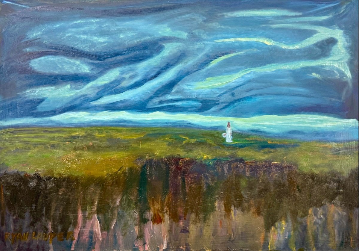 Impressionistic Landscape Oil Painting By Ryan Louder, 33 X 23", Between Two Worlds, Original Artwork