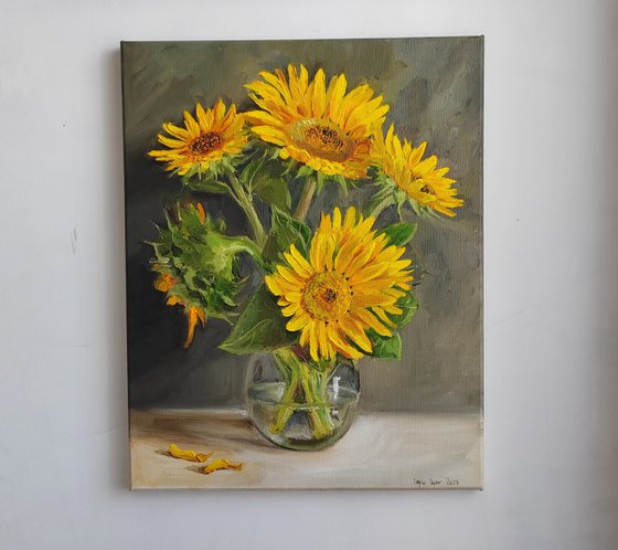 Sunflowers in a Vase bouquet of wild flowers