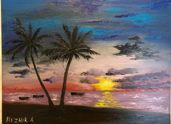 Palms at sunset 30*40