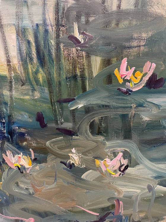Water lilies. Evening reflections.
