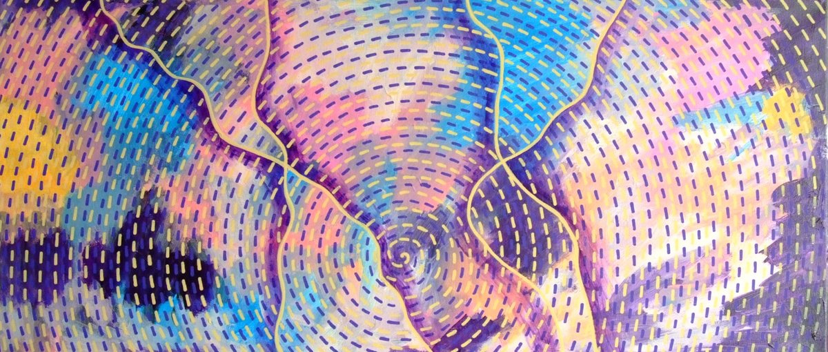 Abstract Acrylic Painting By Marina Krylova, 35 X 16", Little By Little, Original Artwork