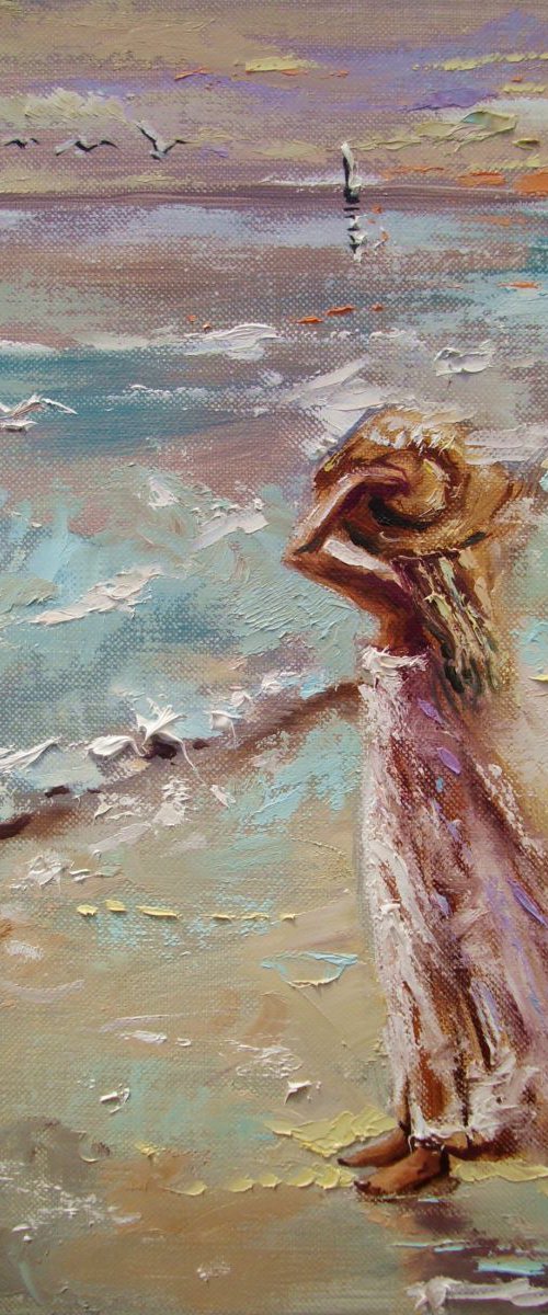 " SUNNY DAY ... " original painting palette knife GIFT MODERN URBAN ART OFFICE ART DECOR HOME DECOR GIFT IDEA by Monika Luniak