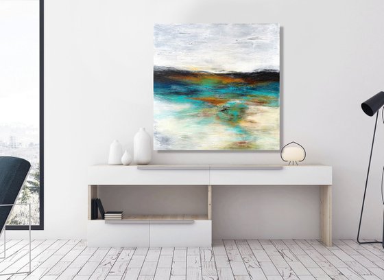 Chasing the Sun - TEXTURED ABSTRACT ART – MODERN LANDSCAPE PAINTING. READY TO HANG!