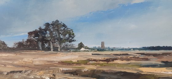 Norfolk landscape with church tower