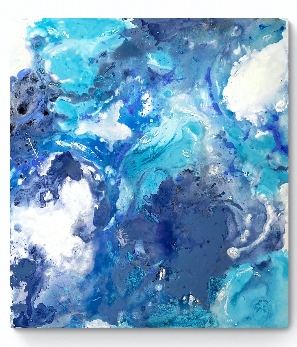 Abstract Acrylic Painting By Cristina Dalla Valentina, 35 X 39, Submerged Lands 3, Original Artwork