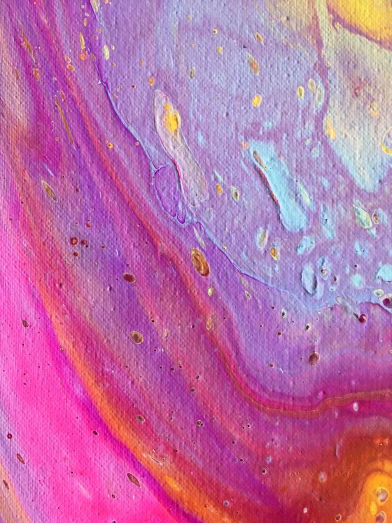"Blowing Bubbles" - SPECIAL Valentine's Day Price + FREE USA SHIPPING - Original Abstract PMS Fluid Acrylic Painting - 16 x 20 inches