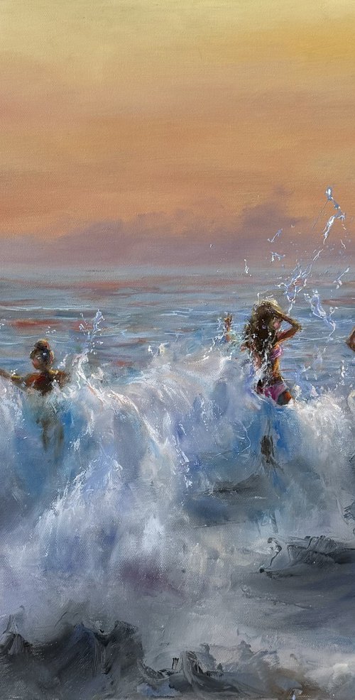 Jumping sunset waves by Alesia Yeremeyeva
