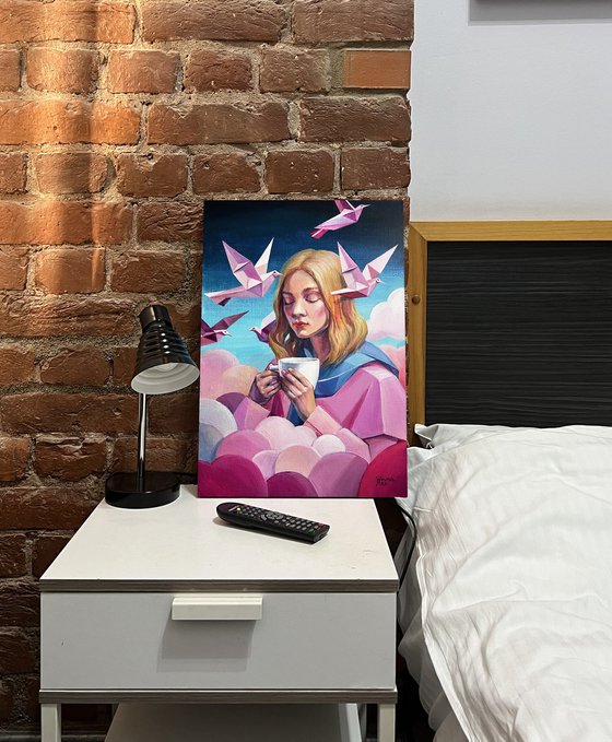 Morning. In pink clouds.