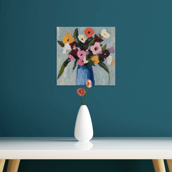 Flowers in a Blue Vase