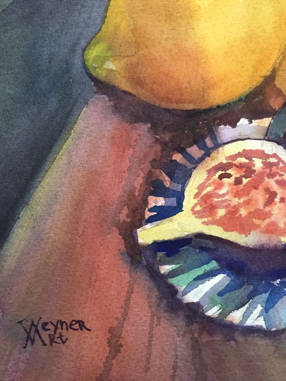 Still life with figs and lemon.
