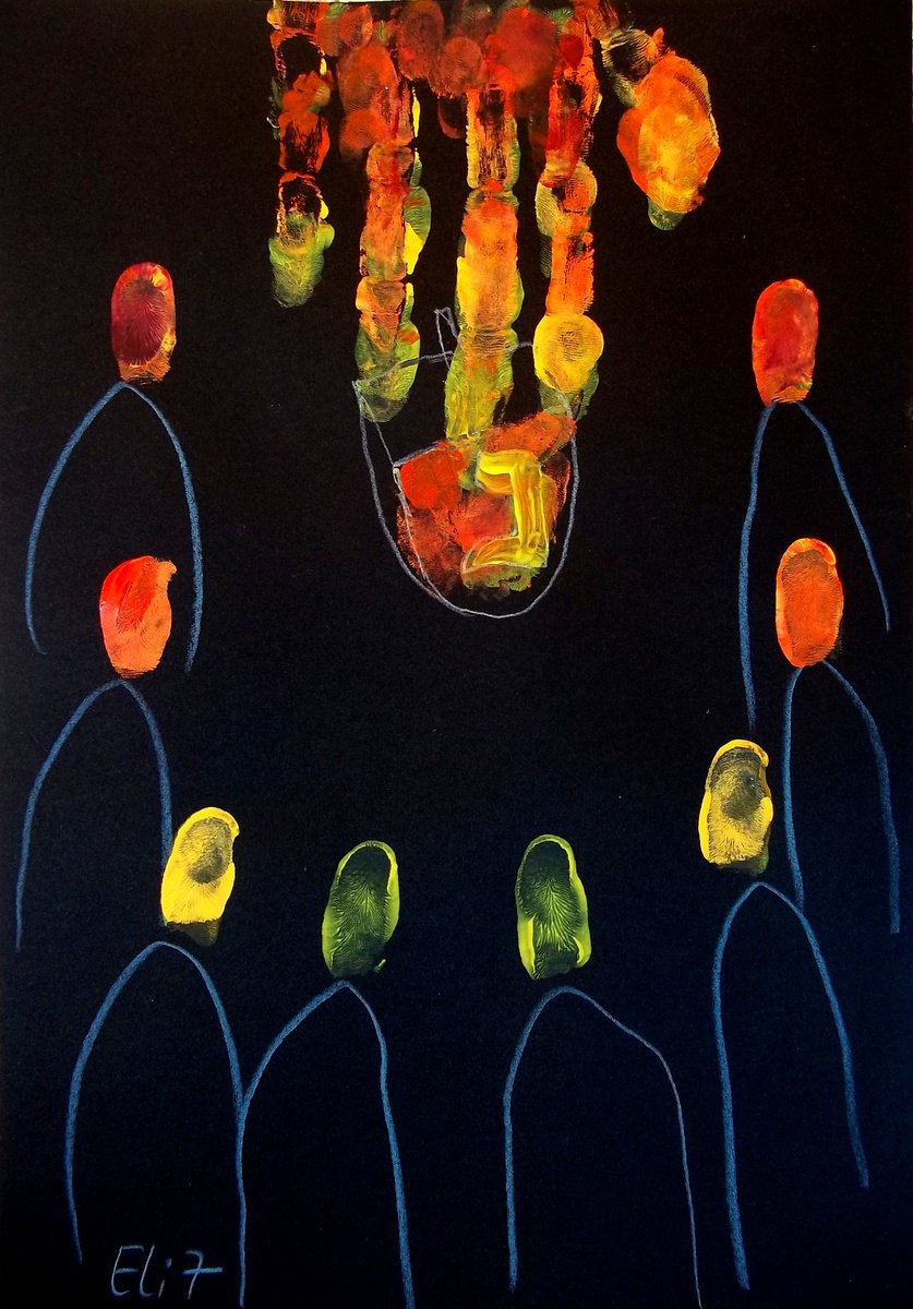 Surrealistic Painting , Hanukkah Lights By Elisheva Nesis, 9 X 13, Artwork For Sale On Artfinder