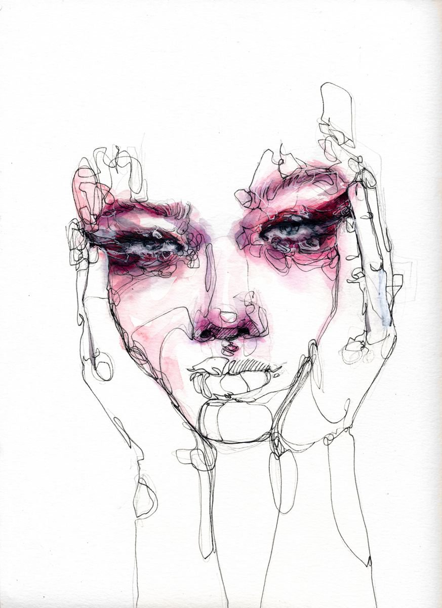 Abstract Portrait Painting By Doriana Popa, 9 X 12, Emotions, Original Artwork