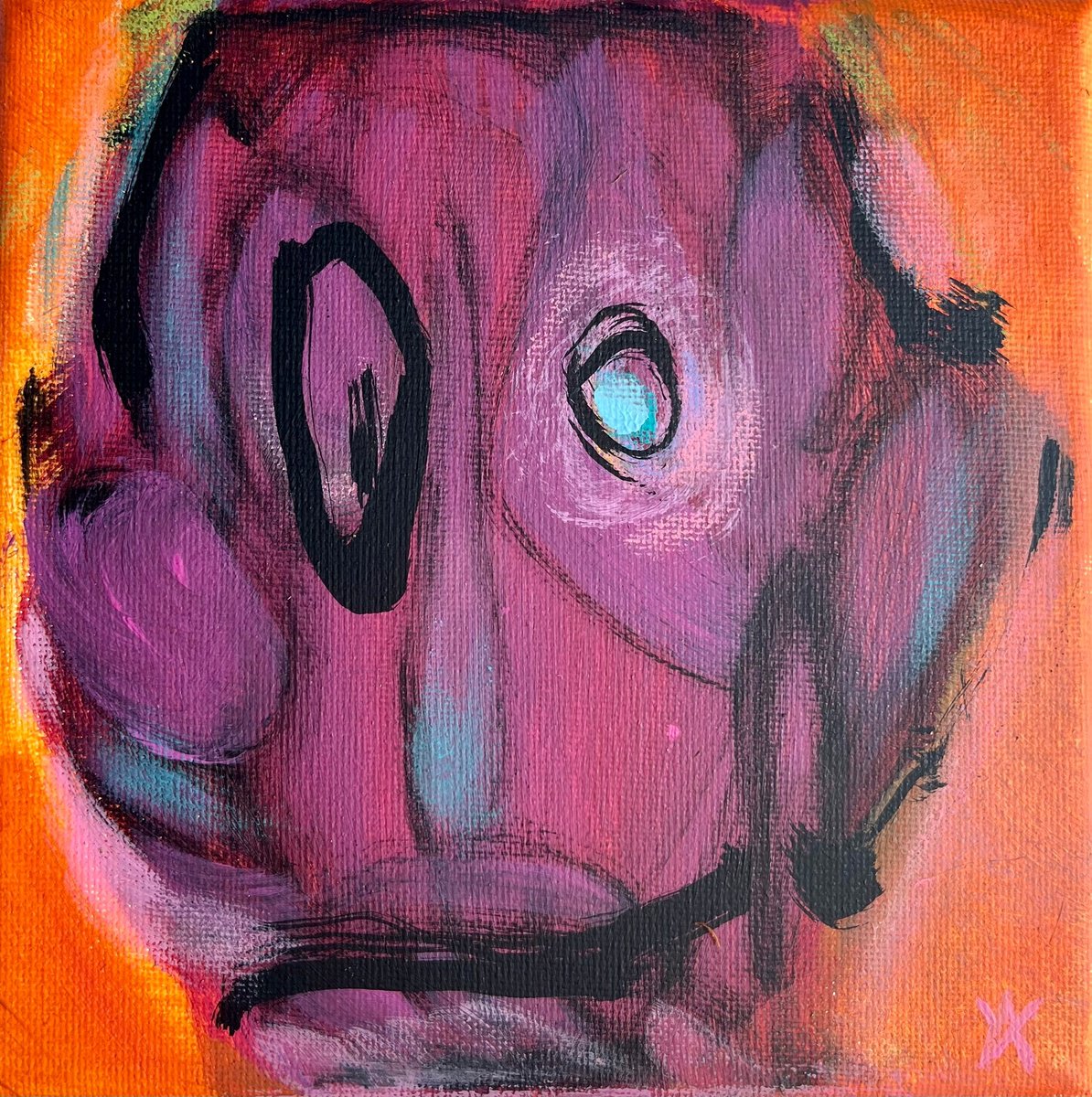 Expressive Portrait Painting By Yulia Ani, 5 X 5", Karl - Abstract Portrait, Original Artwork