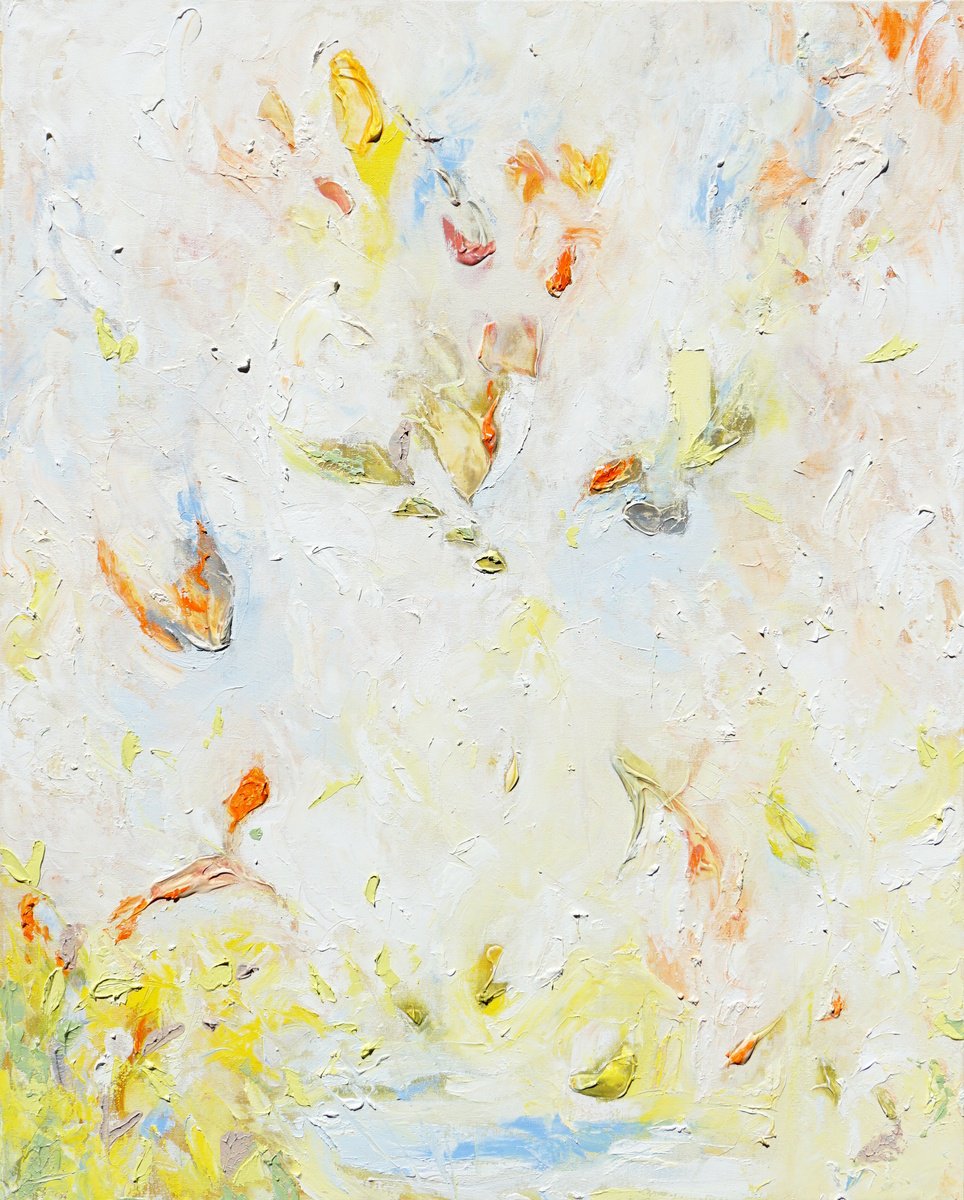 Abstract Landscape Oil Painting By Jelena B, 24 X 30, White Fields 2, Original Artwork