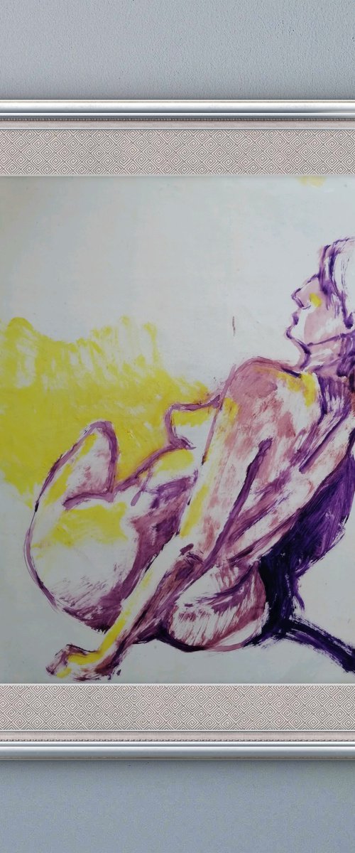 Nude-study female oil on paper by Olga David