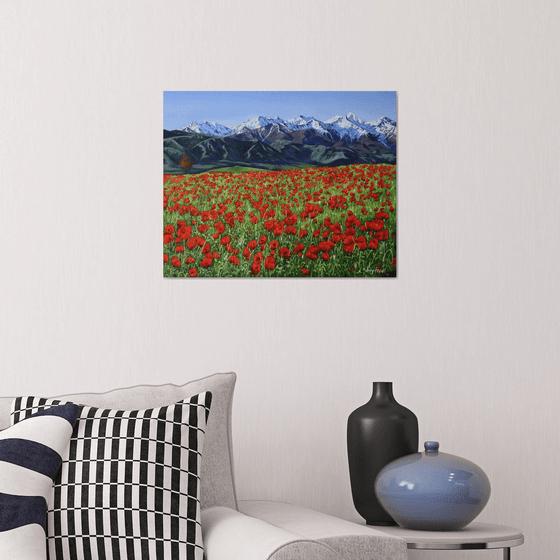 Mountain, Field of poppies