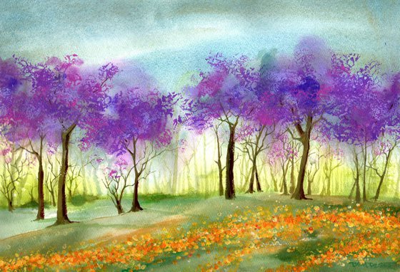 Jacaranda and Poppies