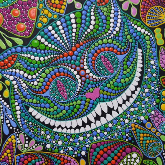 Cheshire cat with mushrooms