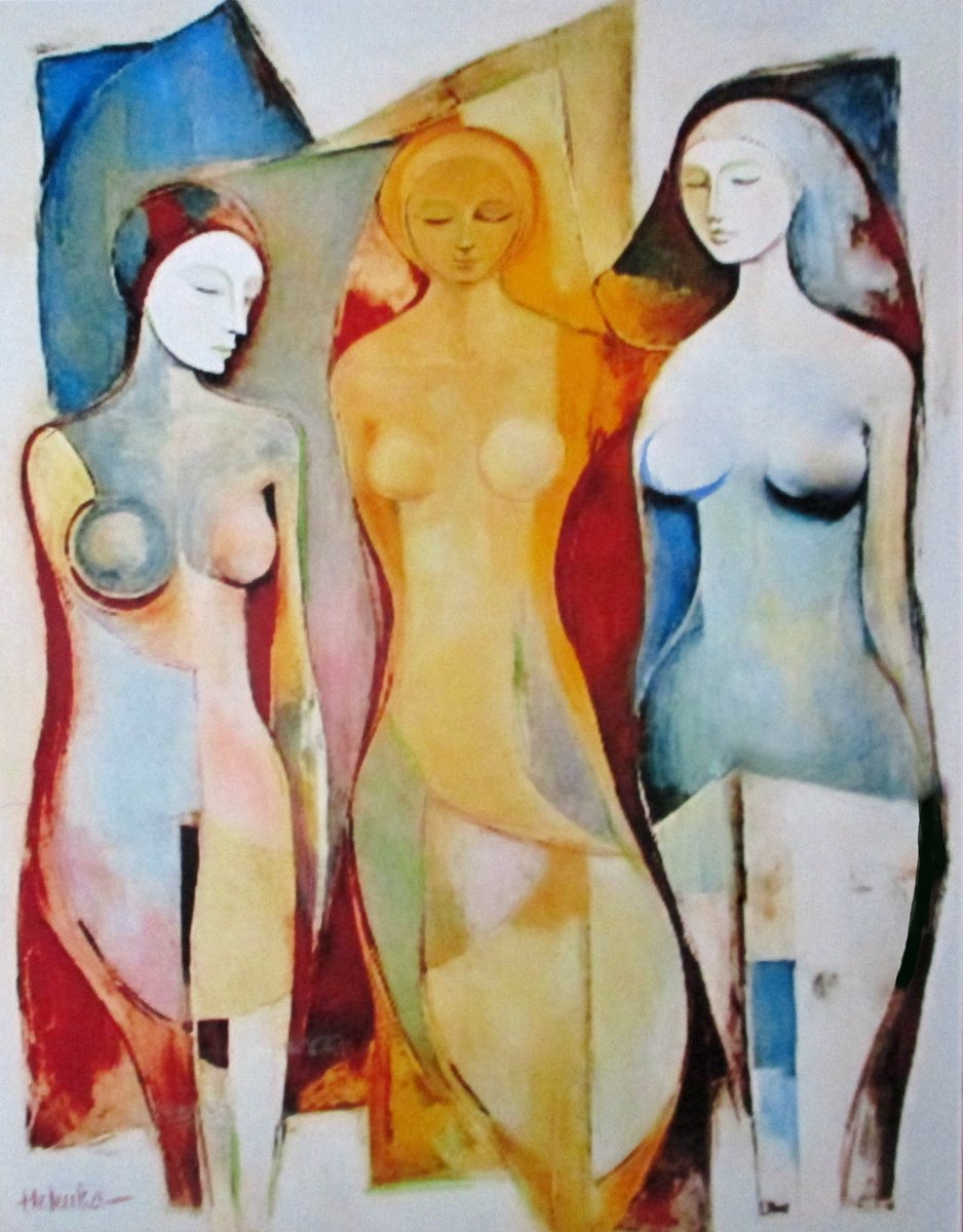 Expressive Portrait Acrylic Painting By Helena Wierzbicki, 23 X 32, Soft Murmurs Of Time, Original Artwork