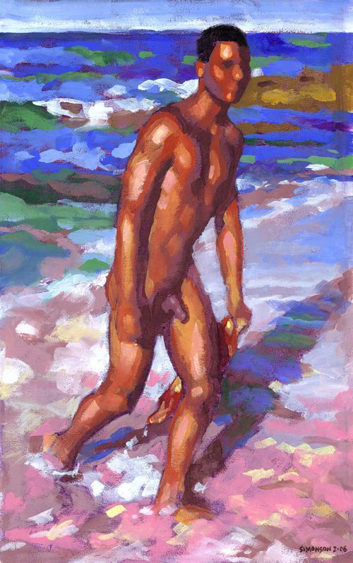 Impressionist Male Nude at Diamond Head Beach by Douglas Simonson