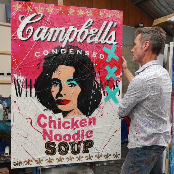 Noodle Liz 140cm x 100cm Campbell's Soup Liz Taylor Textured Urban Pop Art