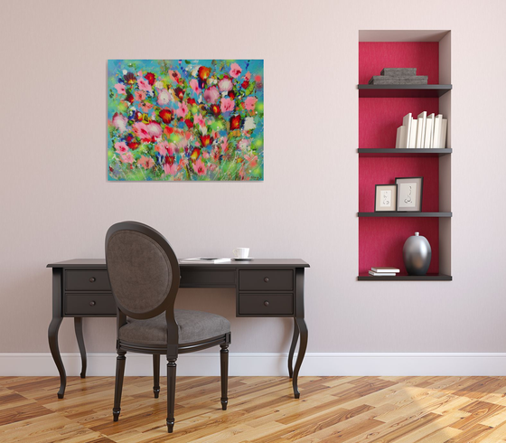 35.5” Spring, Floral Abstract Painting