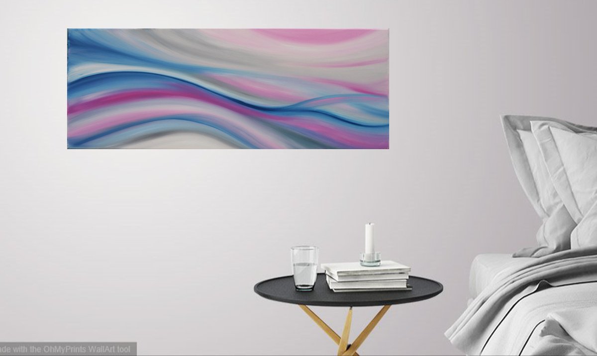 Organic Abstract Oil Painting By Susan Wooler, 31 X 12", Breathless, Original Artwork