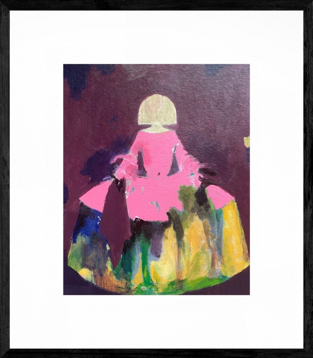 Abstract Portrait Painting By Gela Mikava, 14 X 16, Infanta, Original Artwork