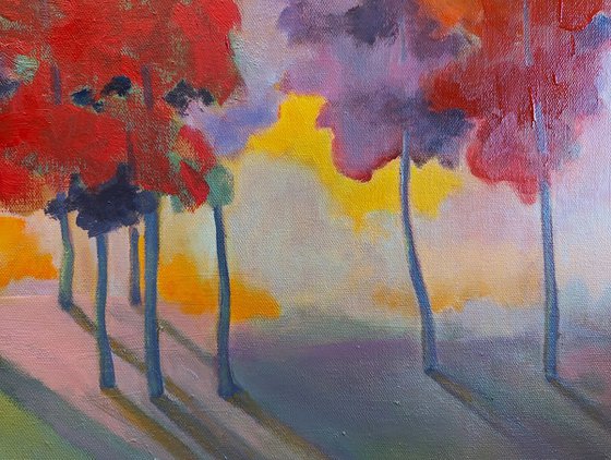 Warm Sunset with Trees.