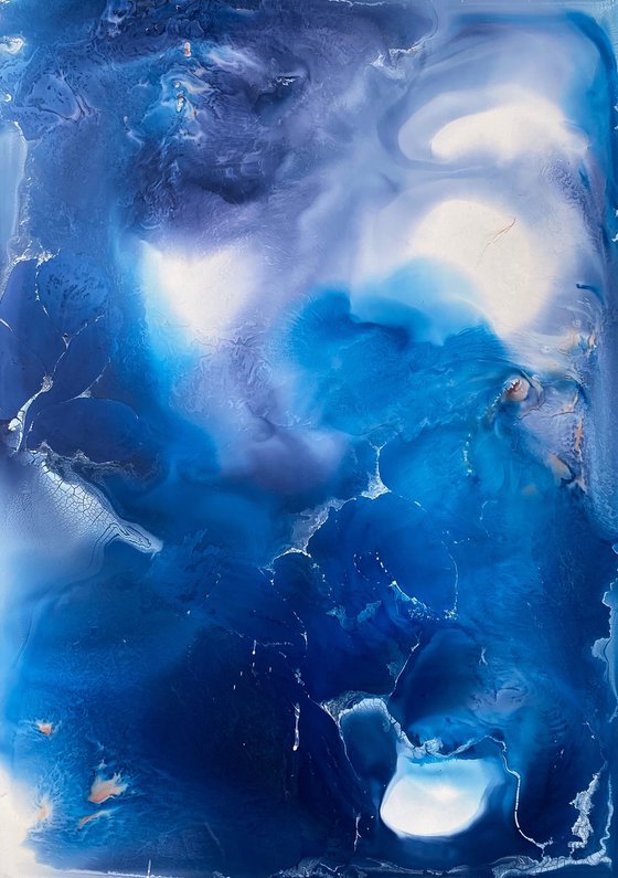 Deep Blue Silver Abstract
