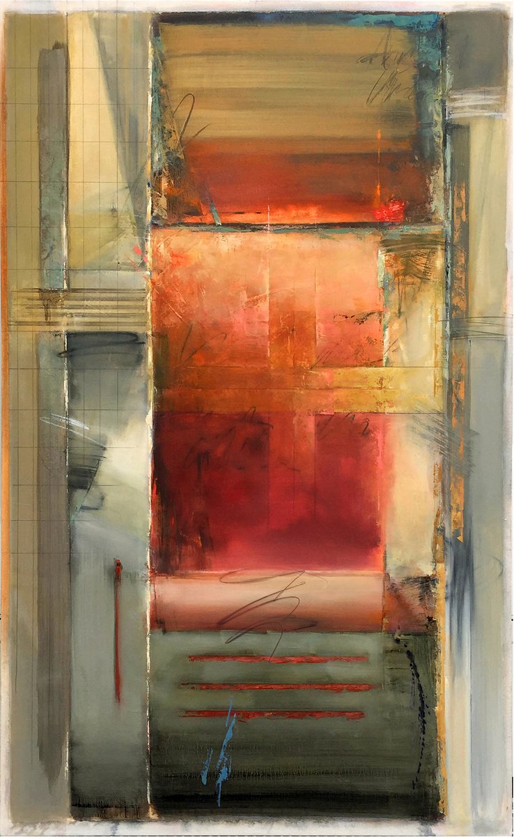 Expressive Abstract Oil Painting By Bruce Dean, 32 X 52, Morii, Original Artwork