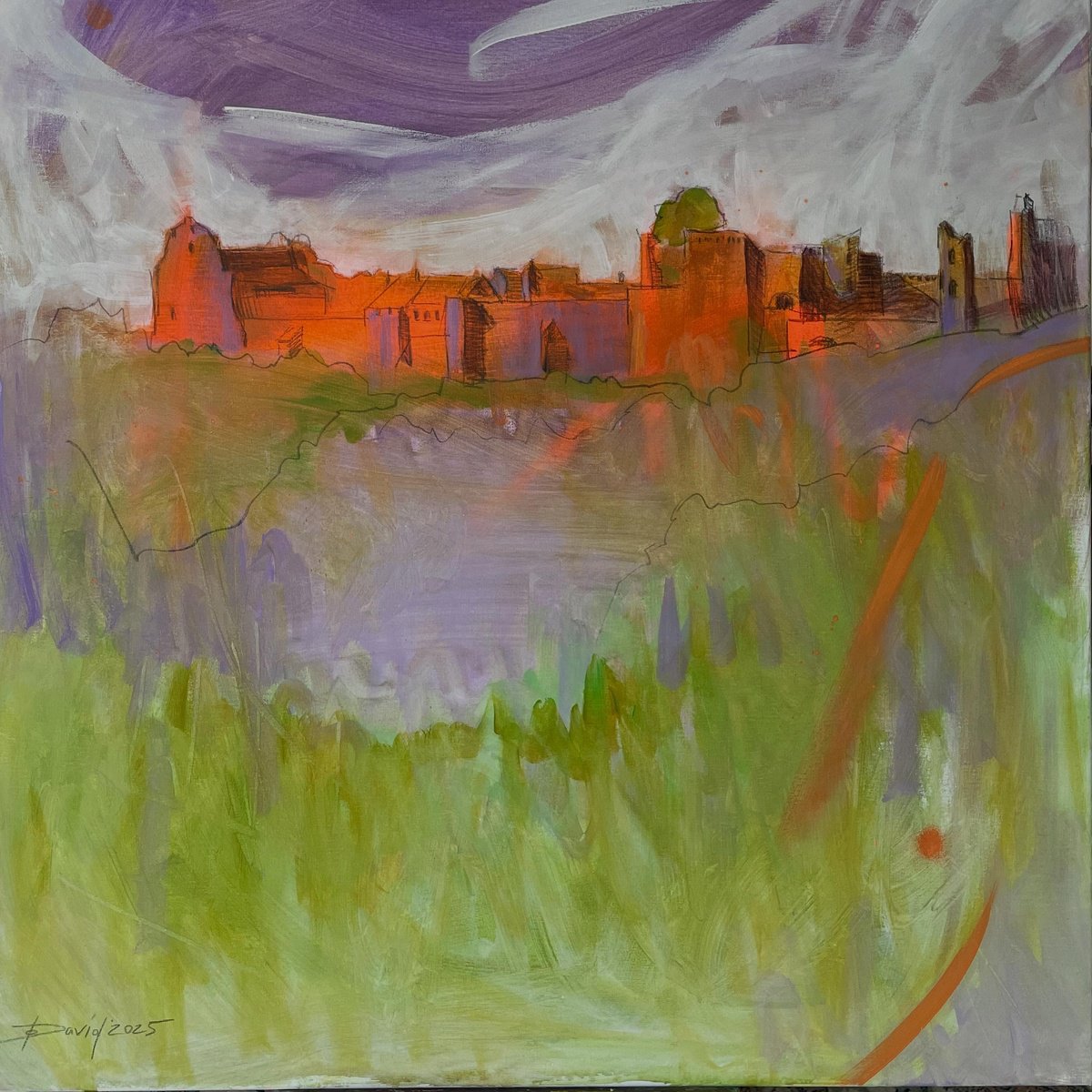 Expressive Painting , Landschaft Mit Der Burg Madenburg By Olga David, 31 X 31, Artwork For Sale On Artfinder