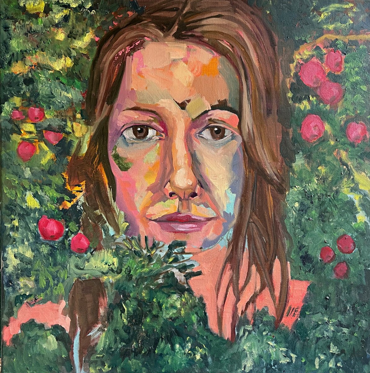 Impressionistic Portrait Oil Painting By Ulli Schmitt, 20 X 20", Selma, Original Artwork