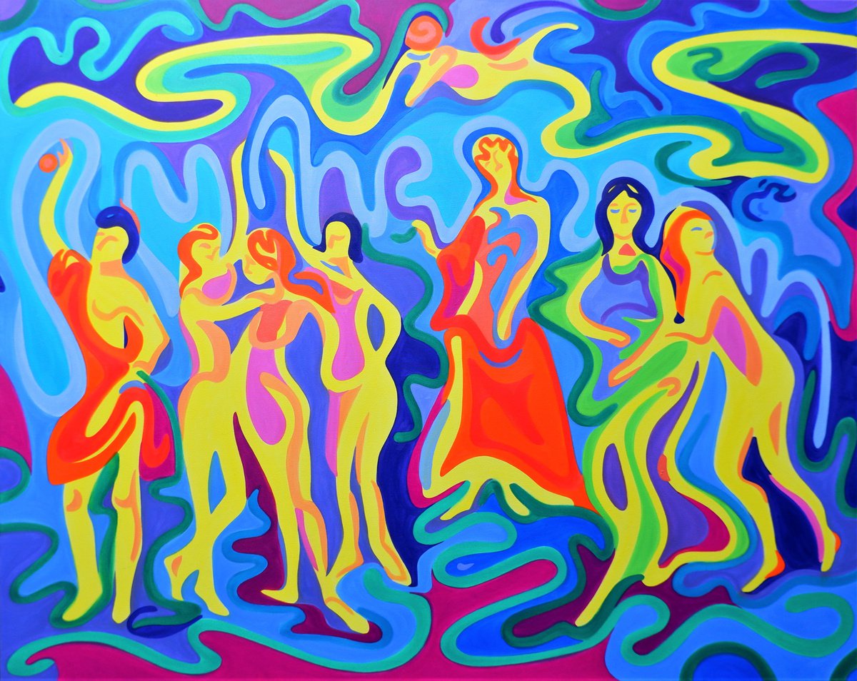 Organic Portrait Oil Painting By Van Lanigh, 39 X 31", Primavera, Original Artwork