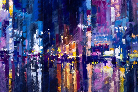 ABSTRACT CITYSCAPE. " Reflection of the night city"