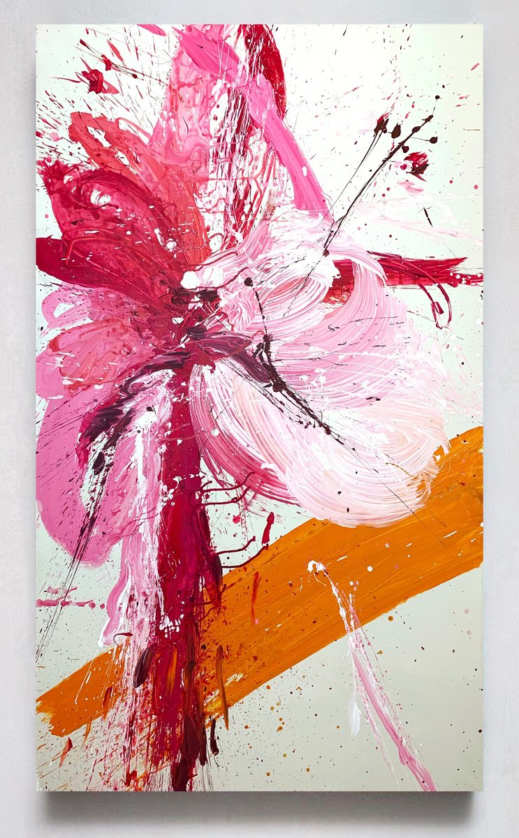 Abstract Acrylic Painting By Rosi Roys, 47 X 79", Color 57, Original Artwork