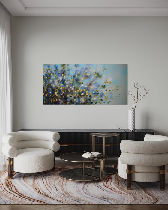 "Caramel landscape" very large floral painting horizontal format