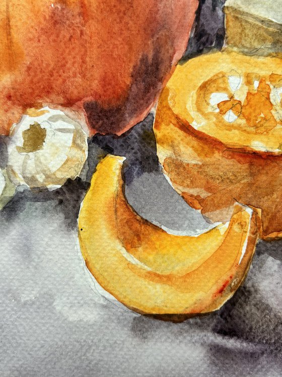 October still life with pumpkin