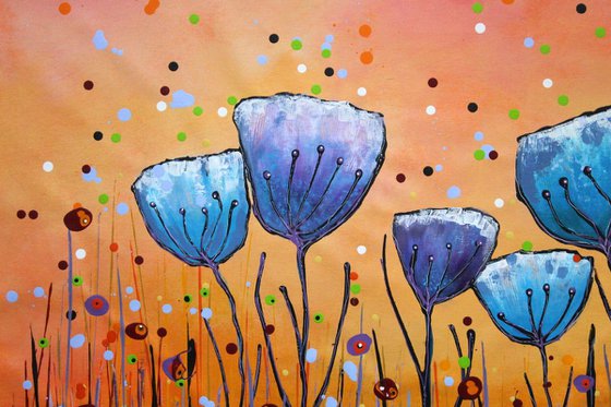 Young Folks #6 - Large original abstract floral painting