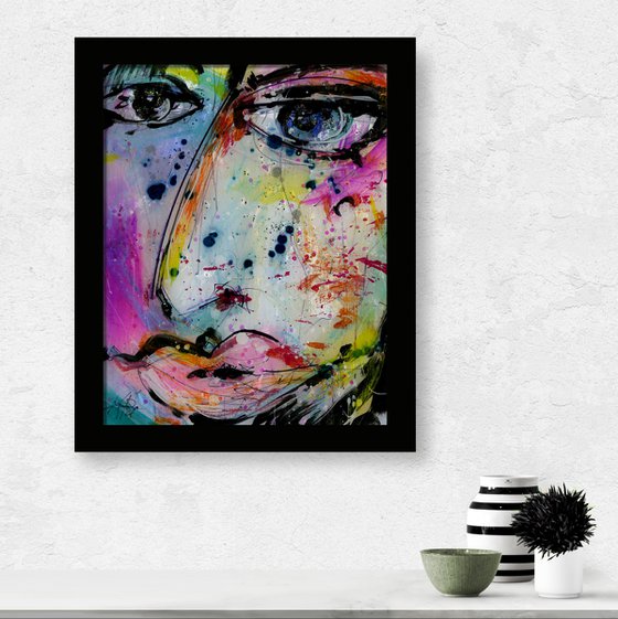 Funky Face Love 23 - Mixed Media Art by Kathy Morton Stanion