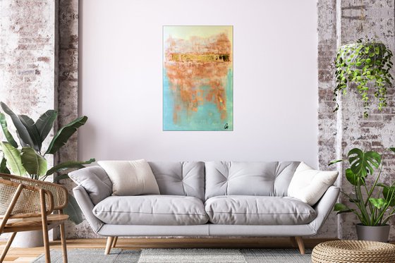 Golden Outlook - Abstract acrylic painting high textured canvas art wall art ready to hang