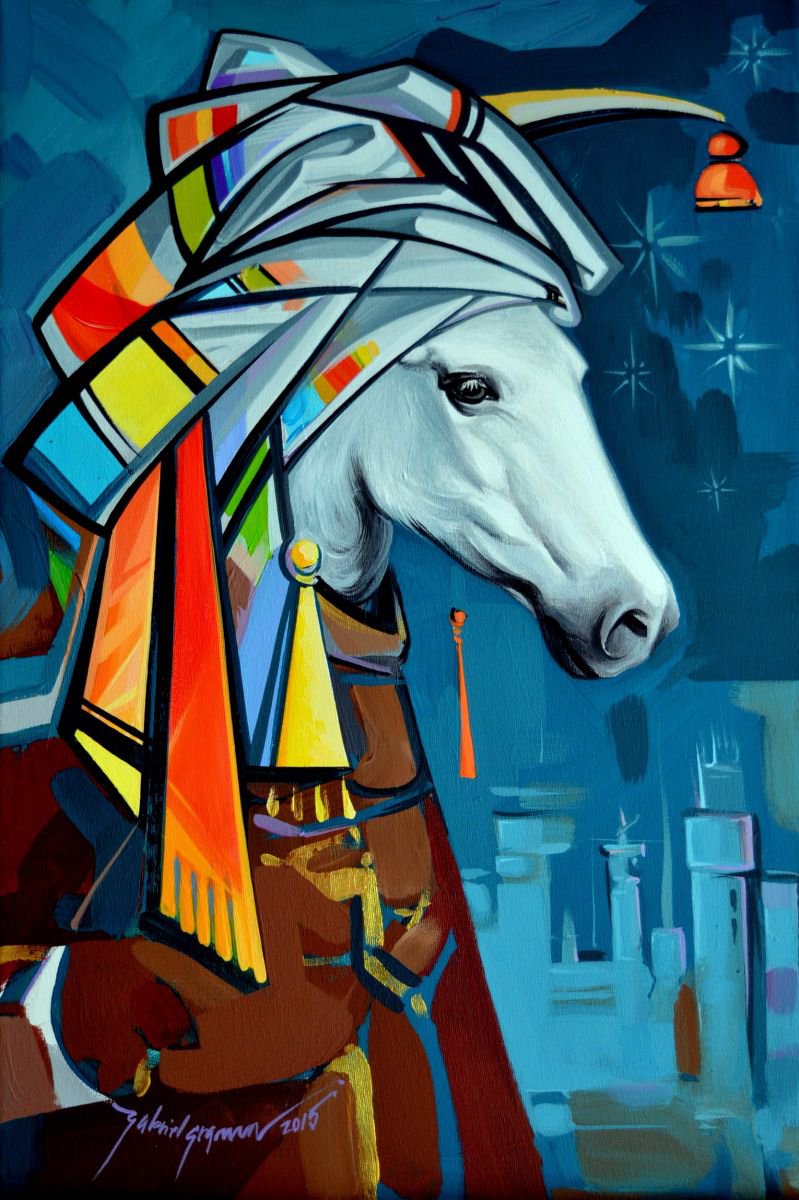 Photorealistic Animal Acrylic Painting By Grama Gabriel, 16 X 24, Arabian Princess, Original Artwork