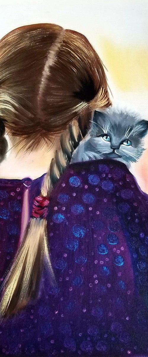 Girl with a Kitten by Alexandra Tomorskaya/Caramel Art Gallery